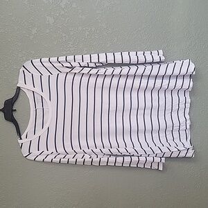 White and navy maternity tunic